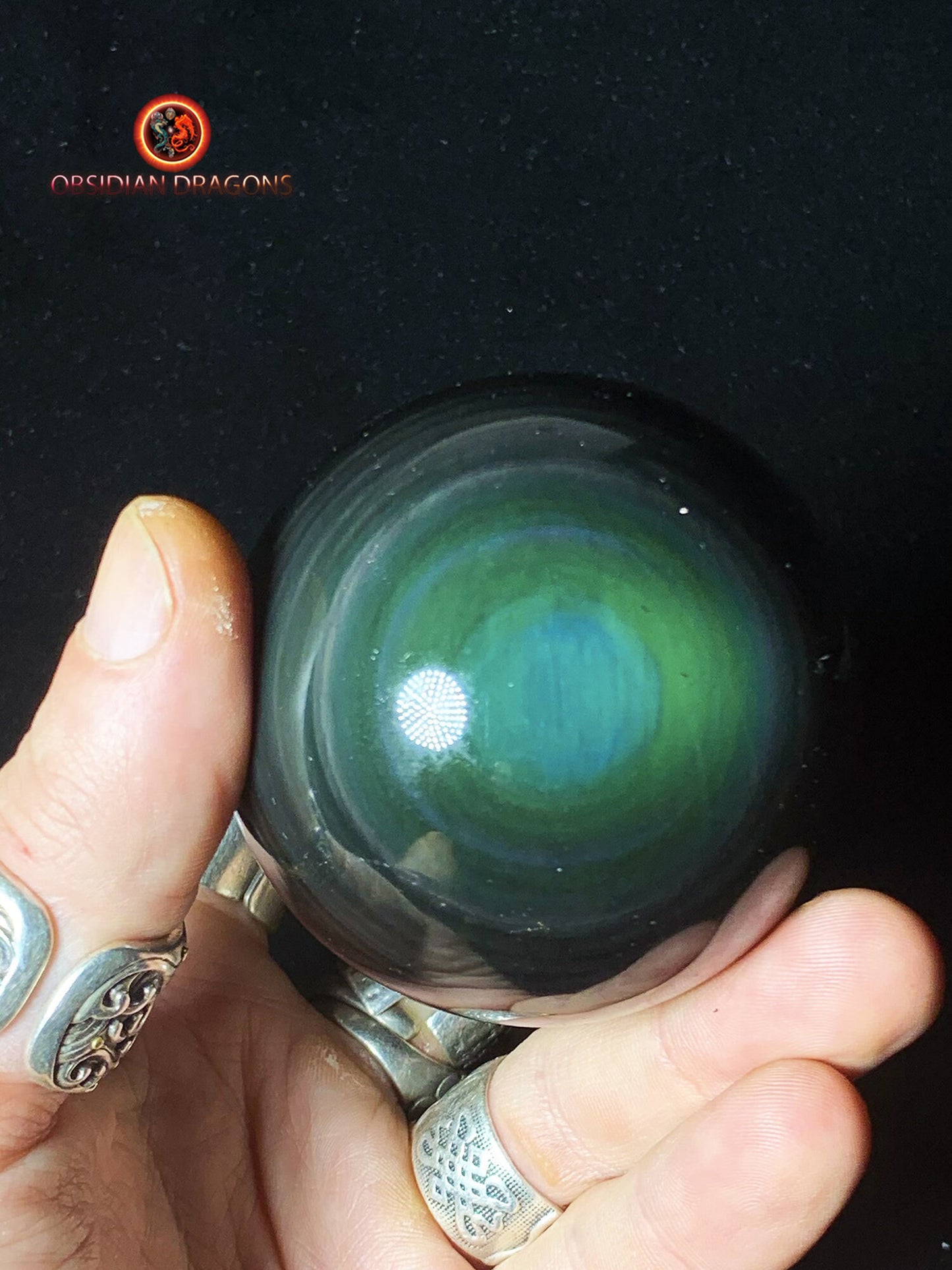 Rare sphère en obsidienne œil céleste - exceptionnelle