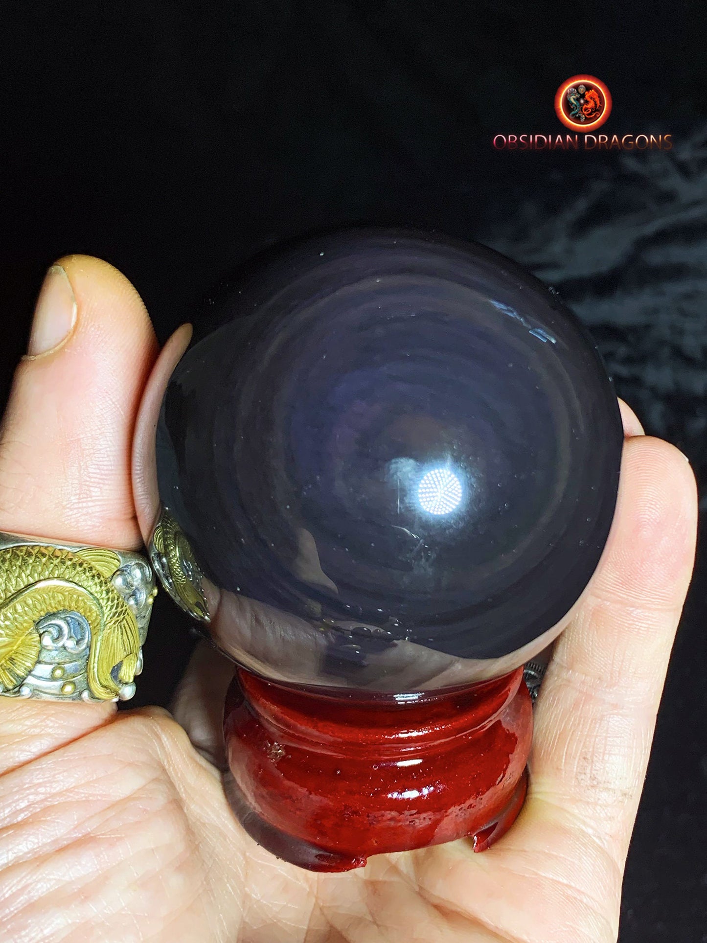 Sphère en obsidienne œil céleste - Unique - 6,40 cm