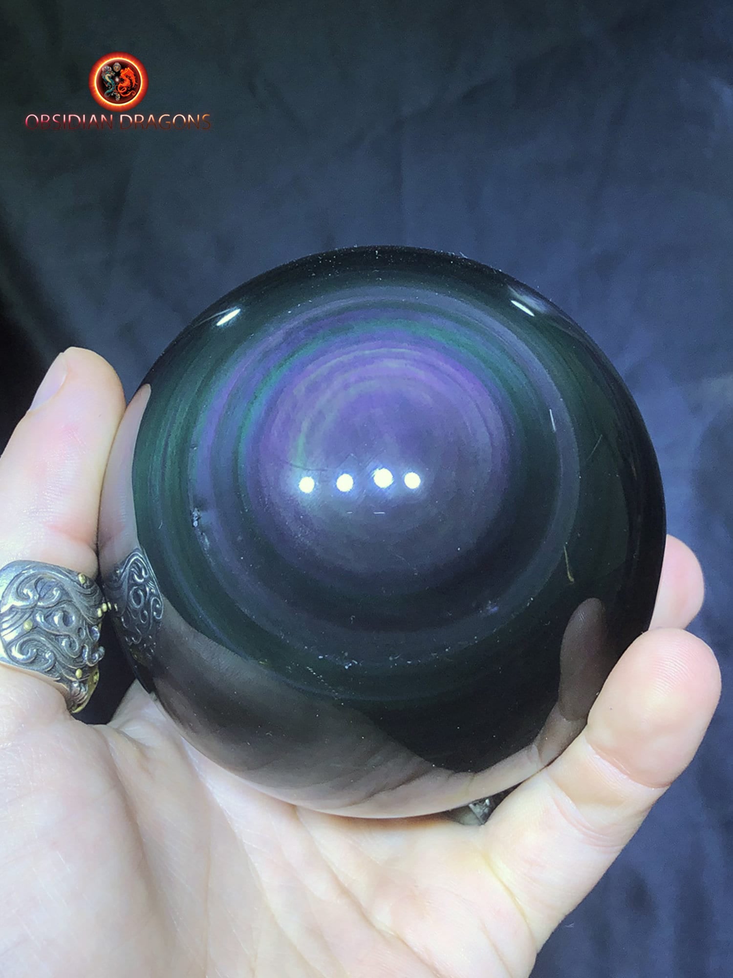 Grande sphère en obsidienne œil céleste - Unique - 9.16cm