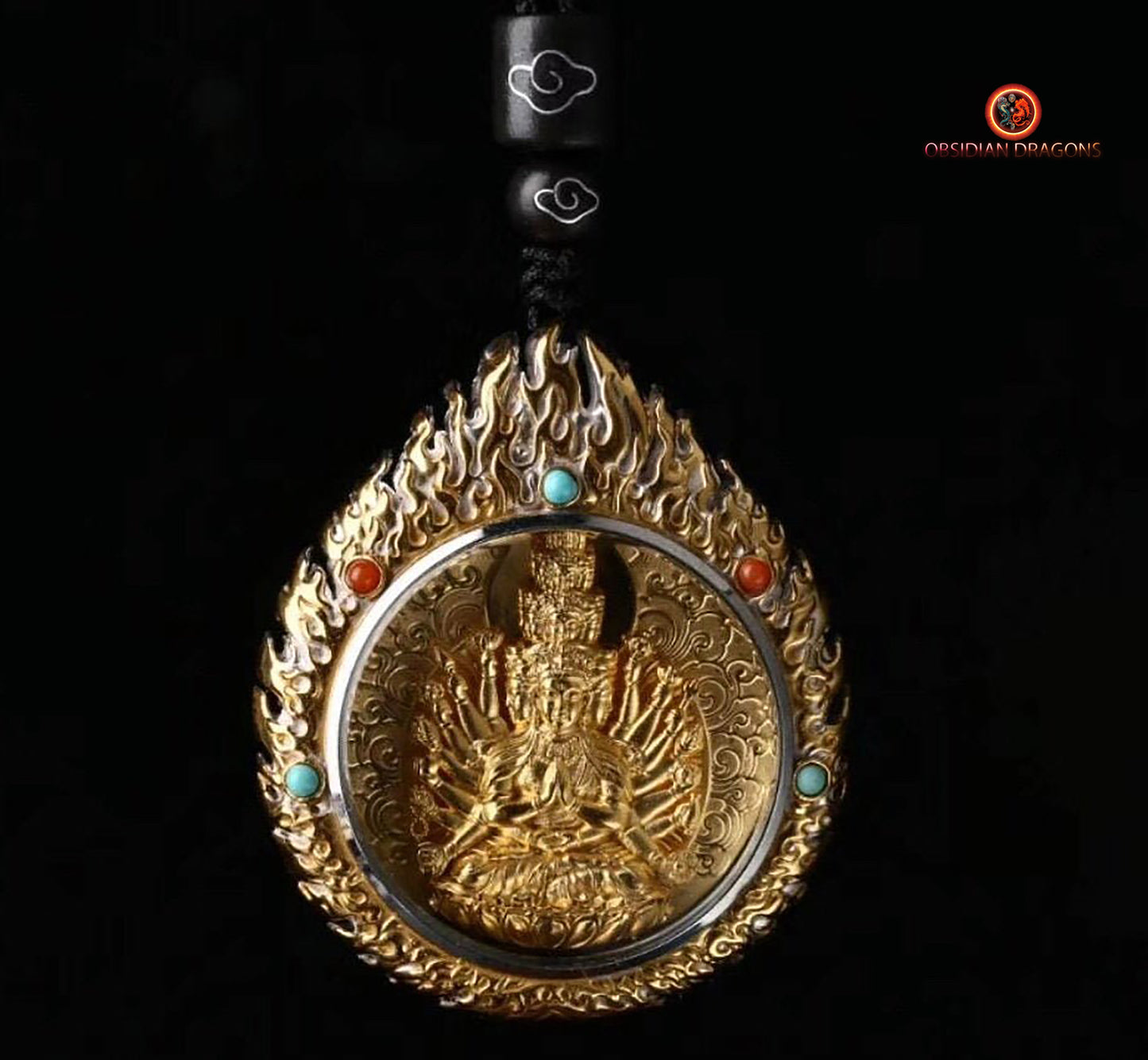 Pendentif ghau- Bouddha- Chenrezi milles bras