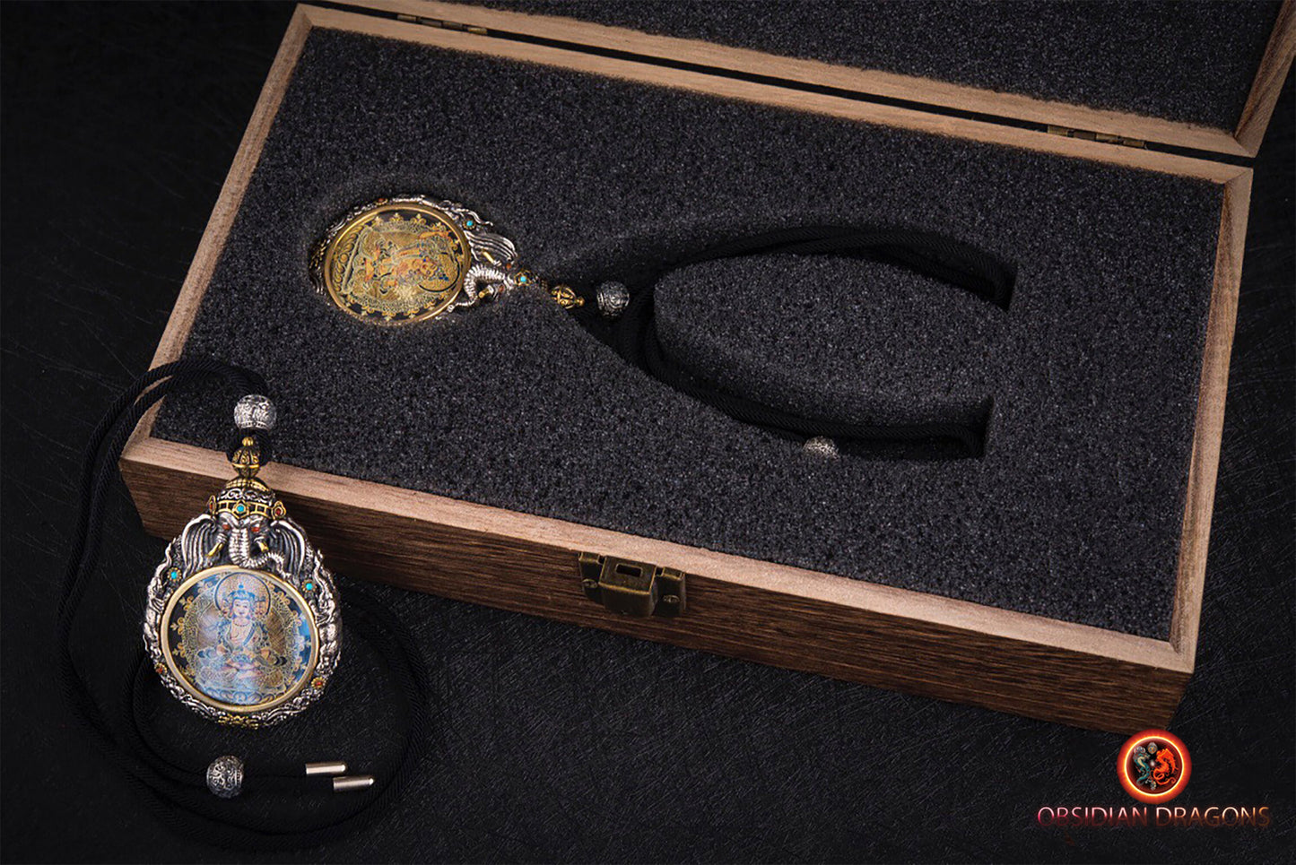 Pendentif thangka tibétain- Bouddha médecine