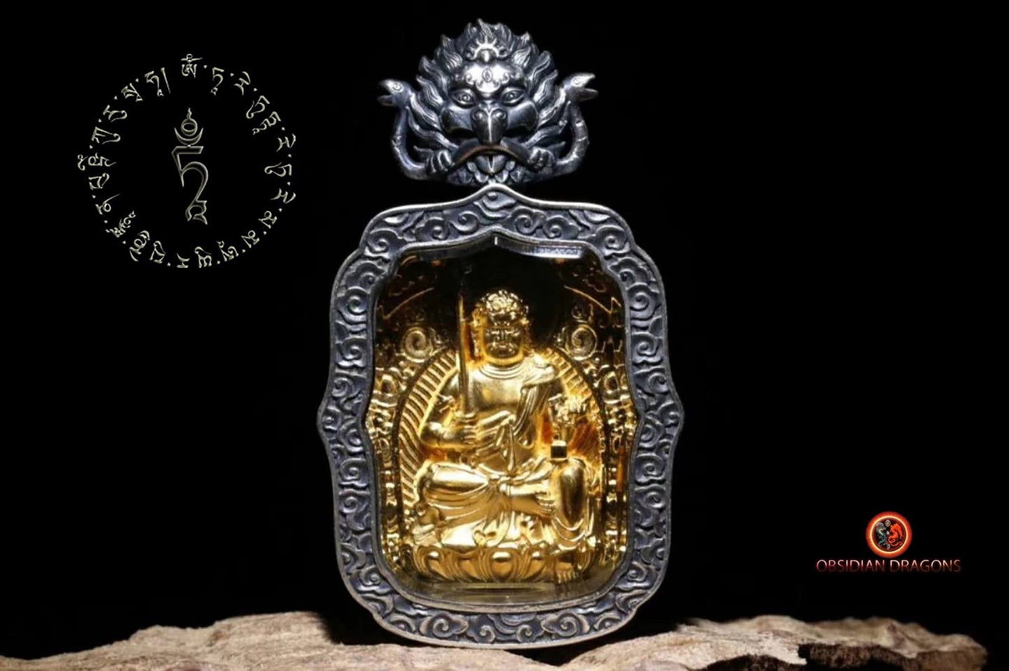 Pendentif bouddha- Ghau- Bouddha Acala | obsidian dragons