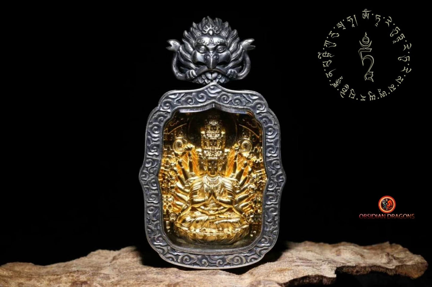 Pendentif Bouddha- Ghau- Bodhisattva Chenrezig | obsidian dragons