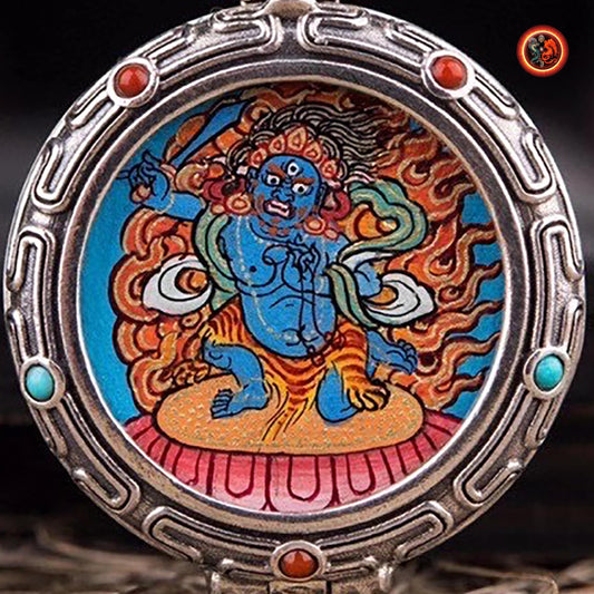 Pendentif tangka traditionnel- Ghau- bouddha Vajrapani