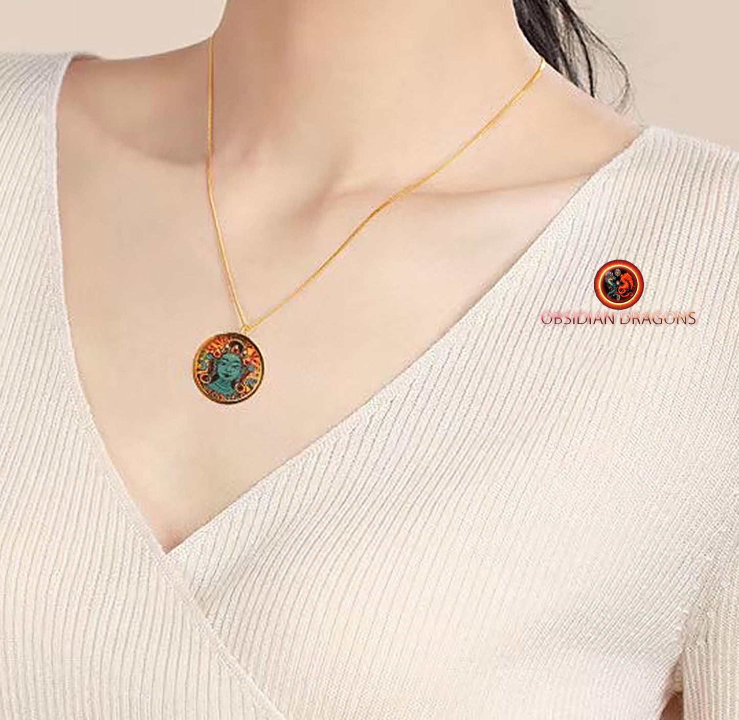 Pendentif Tangka-Mahakala- Or 18K