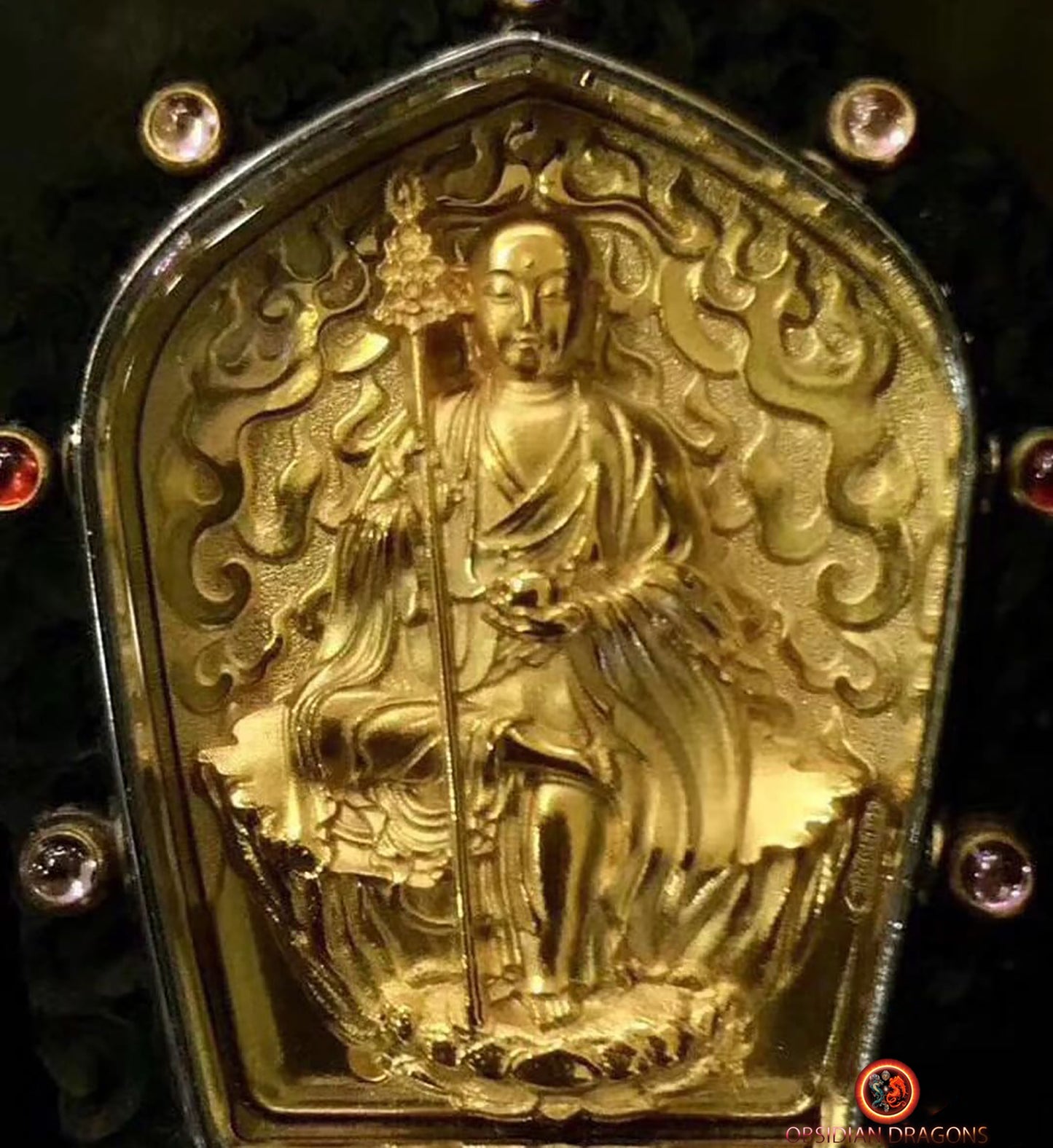 Pendentif Bouddha- Gau tibétain- Jizo- Dizang | obsidian dragons