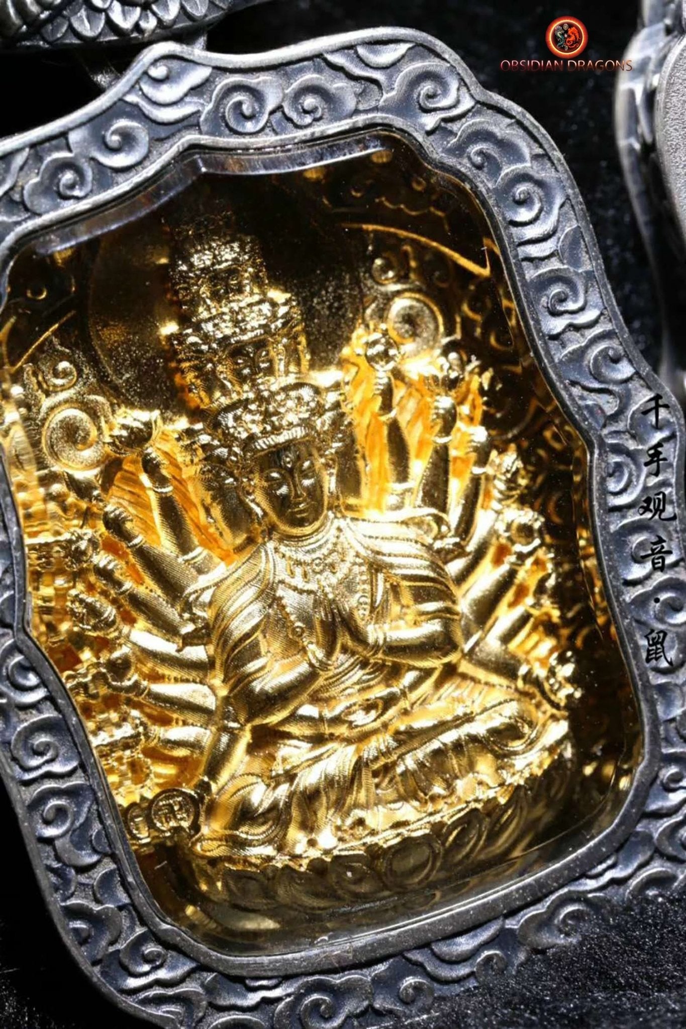 Pendentif Bouddha- Ghau- Bodhisattva Chenrezig | obsidian dragons