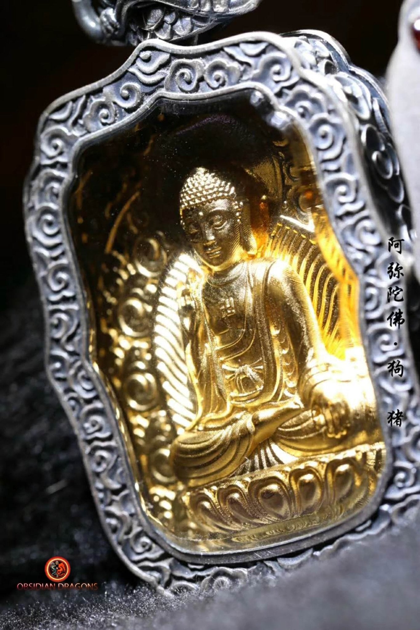 Pendentif Bouddha- Ghau- Bouddha Amitabha | obsidian dragons