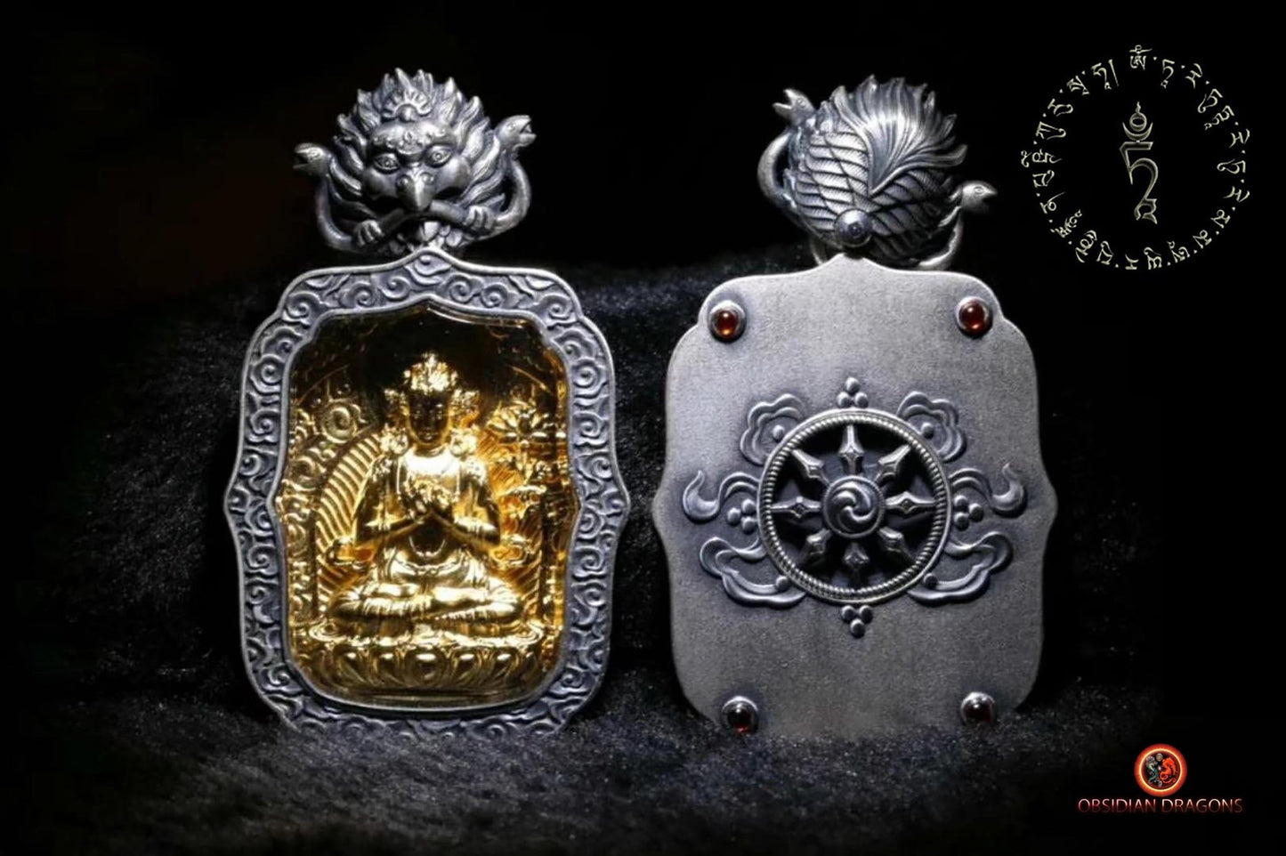 Pendentif Bouddha- Ghau- Bodhisattva Samantabhadra | obsidian dragons