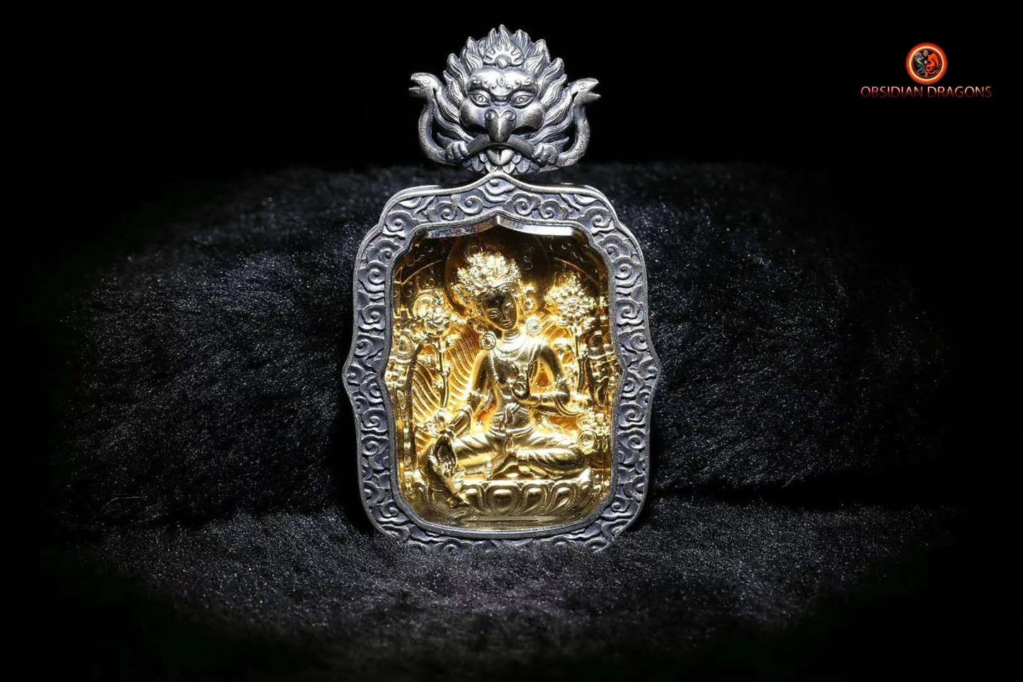 Pendentif Bouddha- Ghau- Tara verte | obsidian dragons