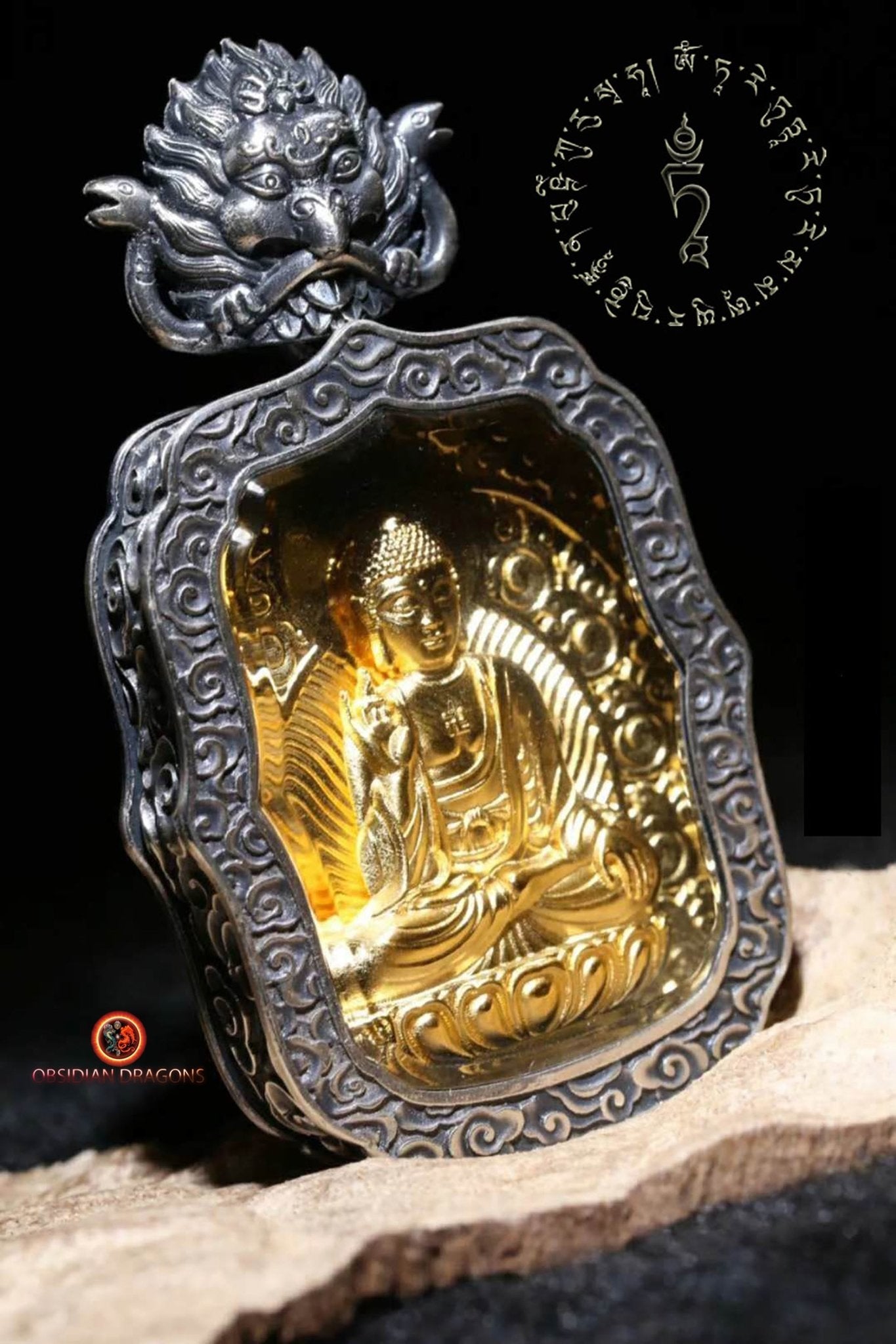 Pendentif Bouddha- Ghau- Bouddha Amitabha | obsidian dragons