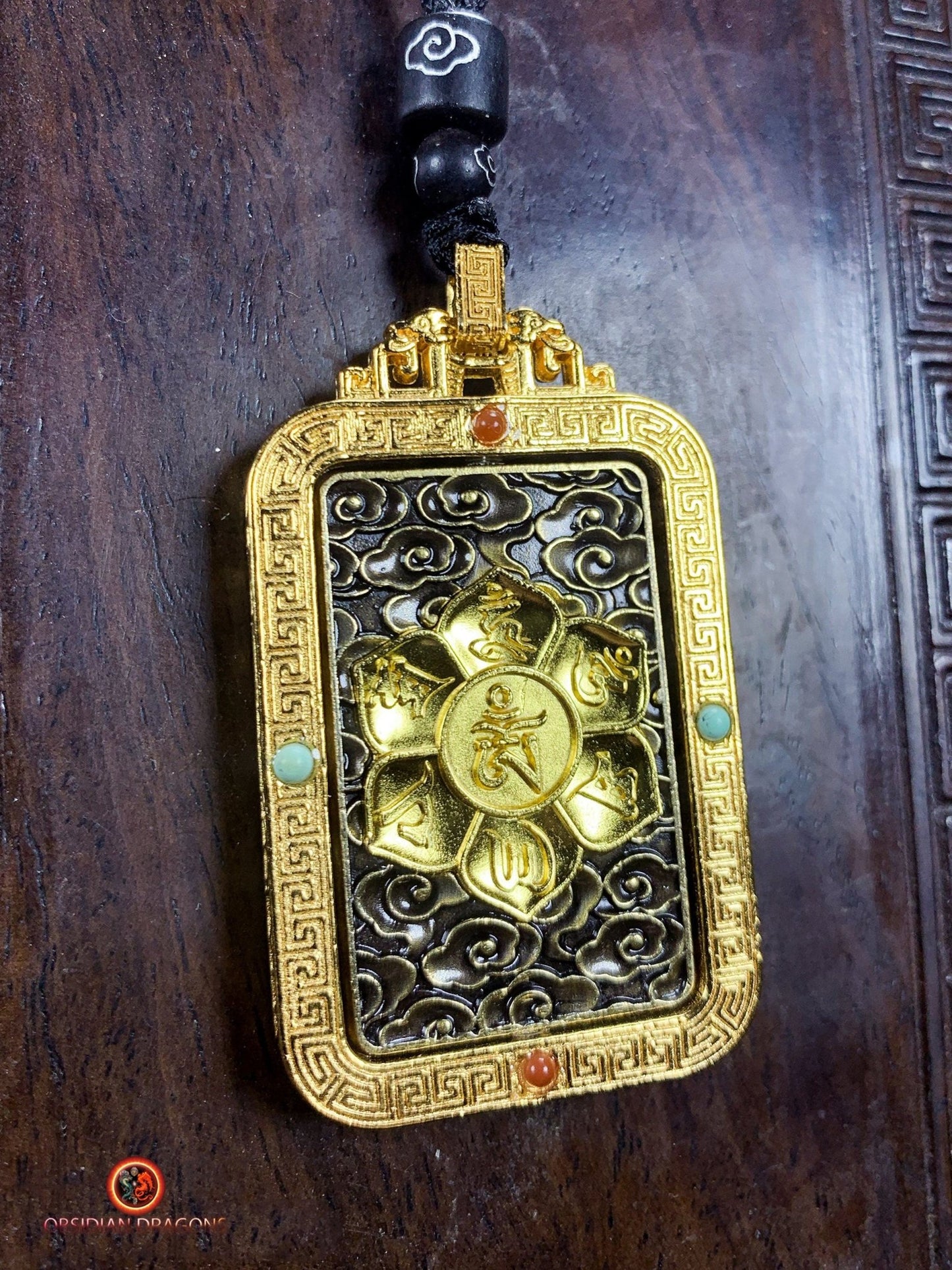 Pendentif Bouddha Amitabha- Amulette bouddhiste | obsidian dragons