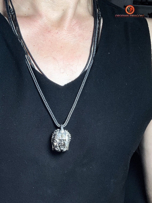 pendentif tête de bouddha et démon- argent 925- Makara | obsidian dragons