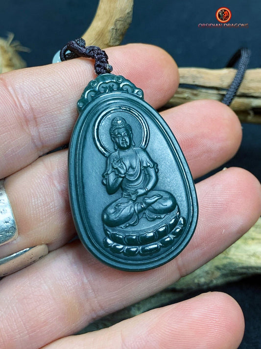 Pendentif bouddha en jade- Bouddha Amitabha | obsidian dragons