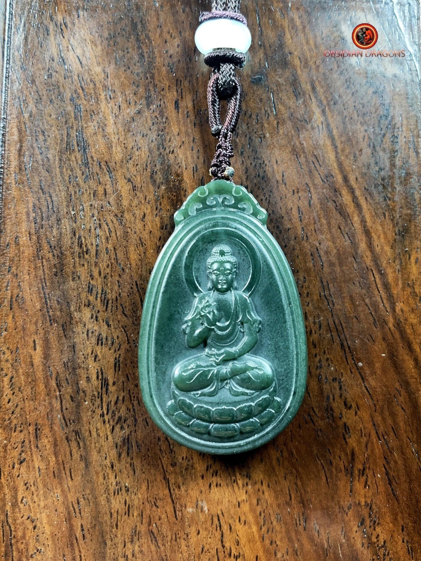 Pendentif bouddha en jade- Bouddha Amitabha | obsidian dragons