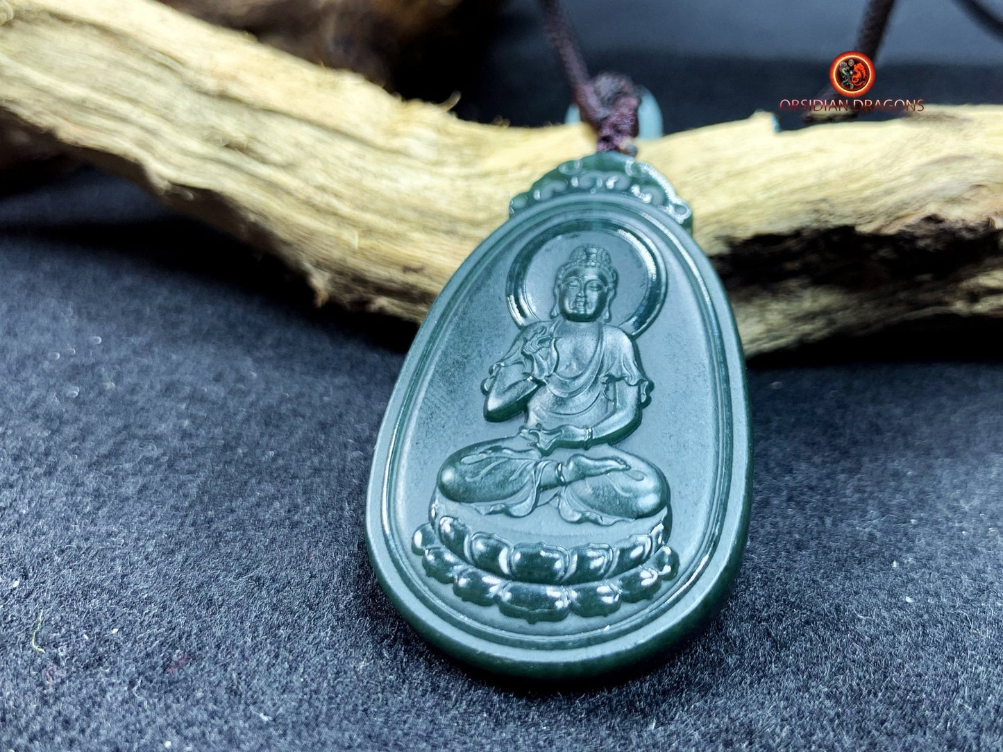 Pendentif bouddha en jade- Bouddha Amitabha | obsidian dragons