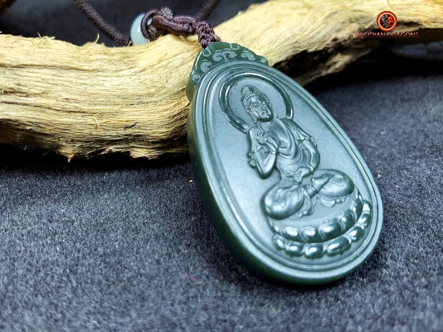 Pendentif bouddha en jade- Bouddha Amitabha | obsidian dragons