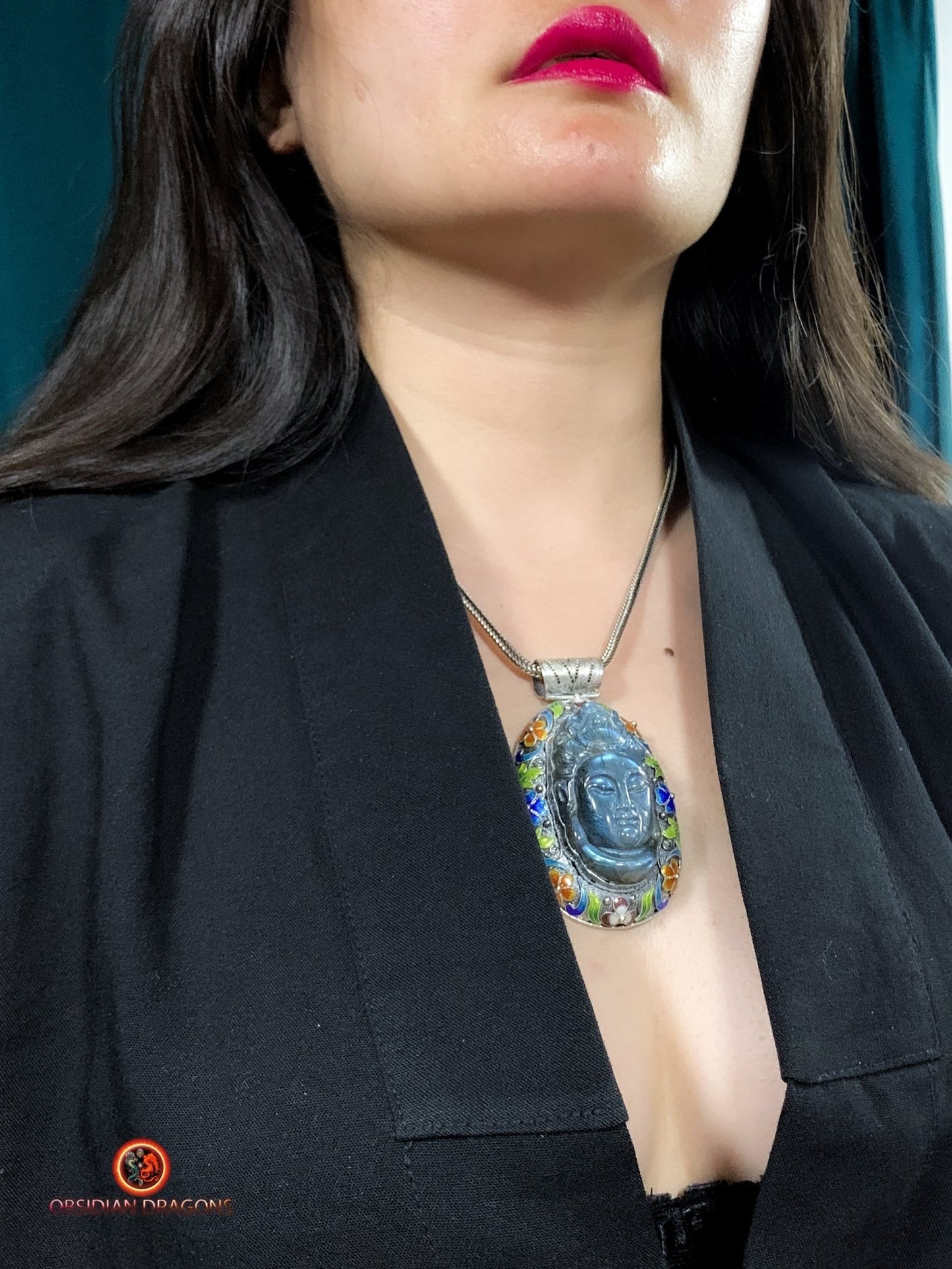 Pendentif bouddha en Labradorite- Dynastie Qing | obsidian dragons