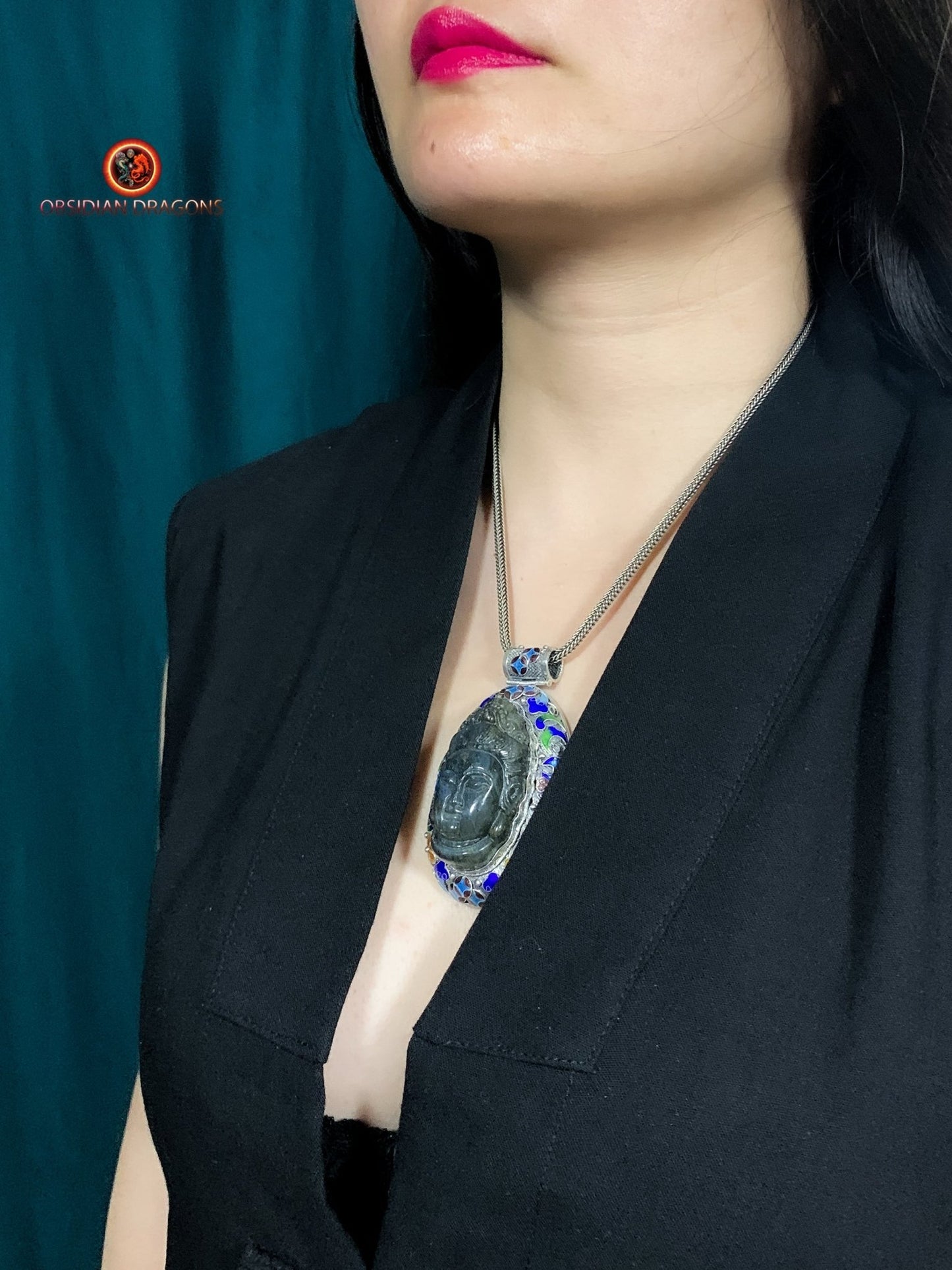 Pendentif bouddha en Labradorite- Qing Dynastie | obsidian dragons