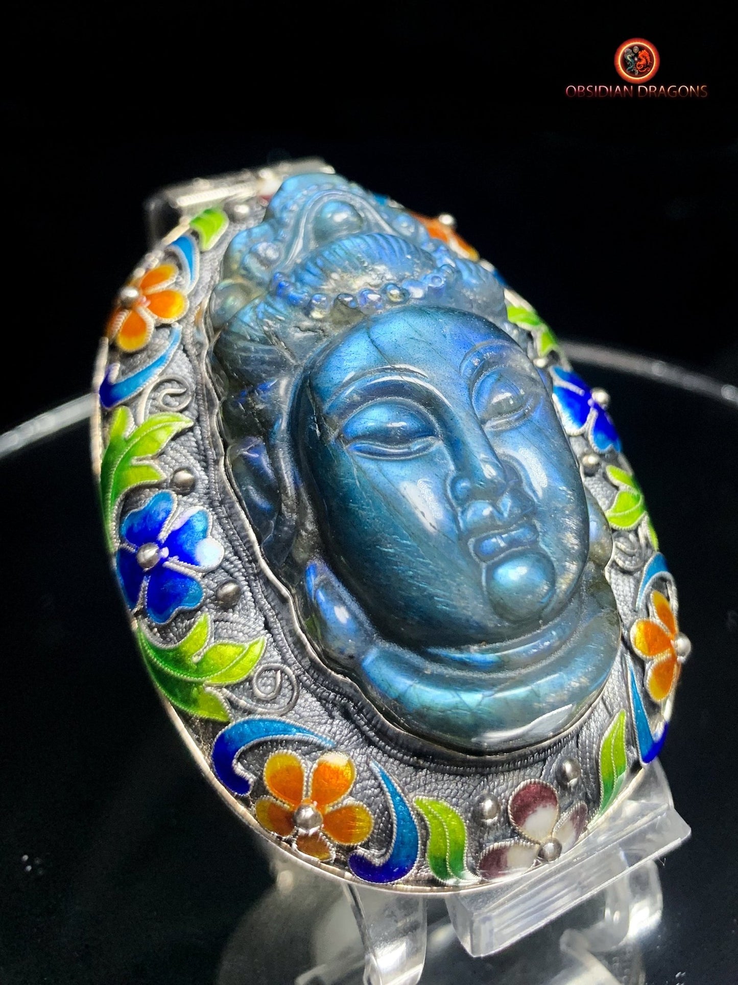 Pendentif bouddha en Labradorite- Dynastie Qing | obsidian dragons