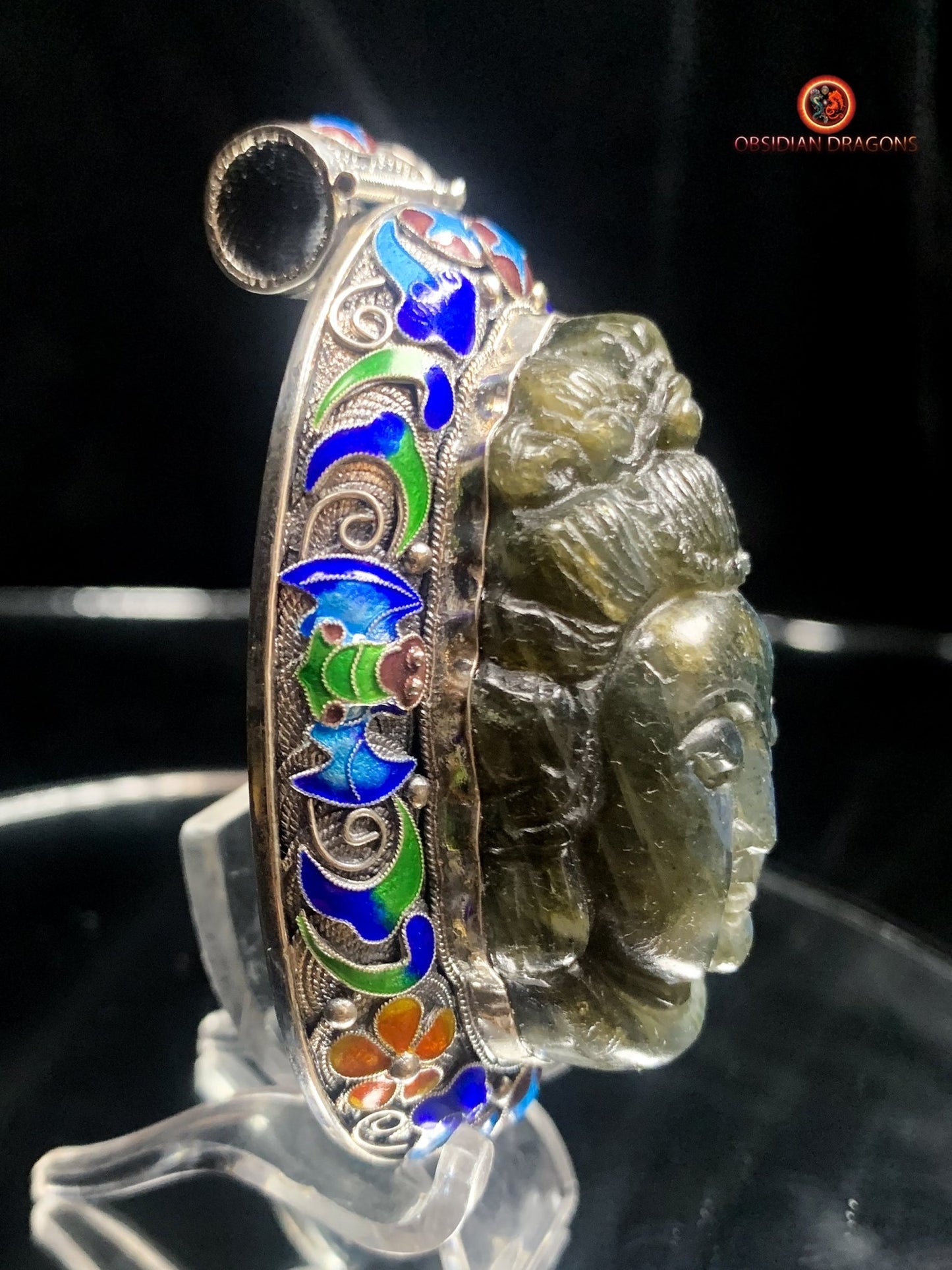 Pendentif bouddha en Labradorite- Qing Dynastie | obsidian dragons