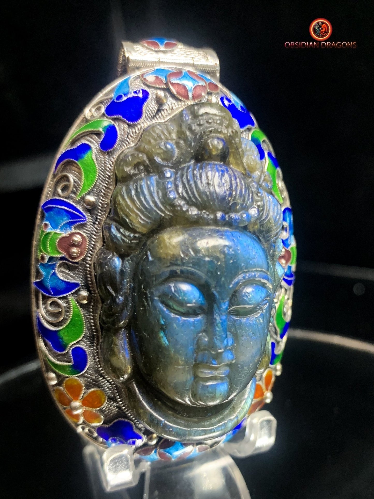Pendentif bouddha en Labradorite- Qing Dynastie | obsidian dragons