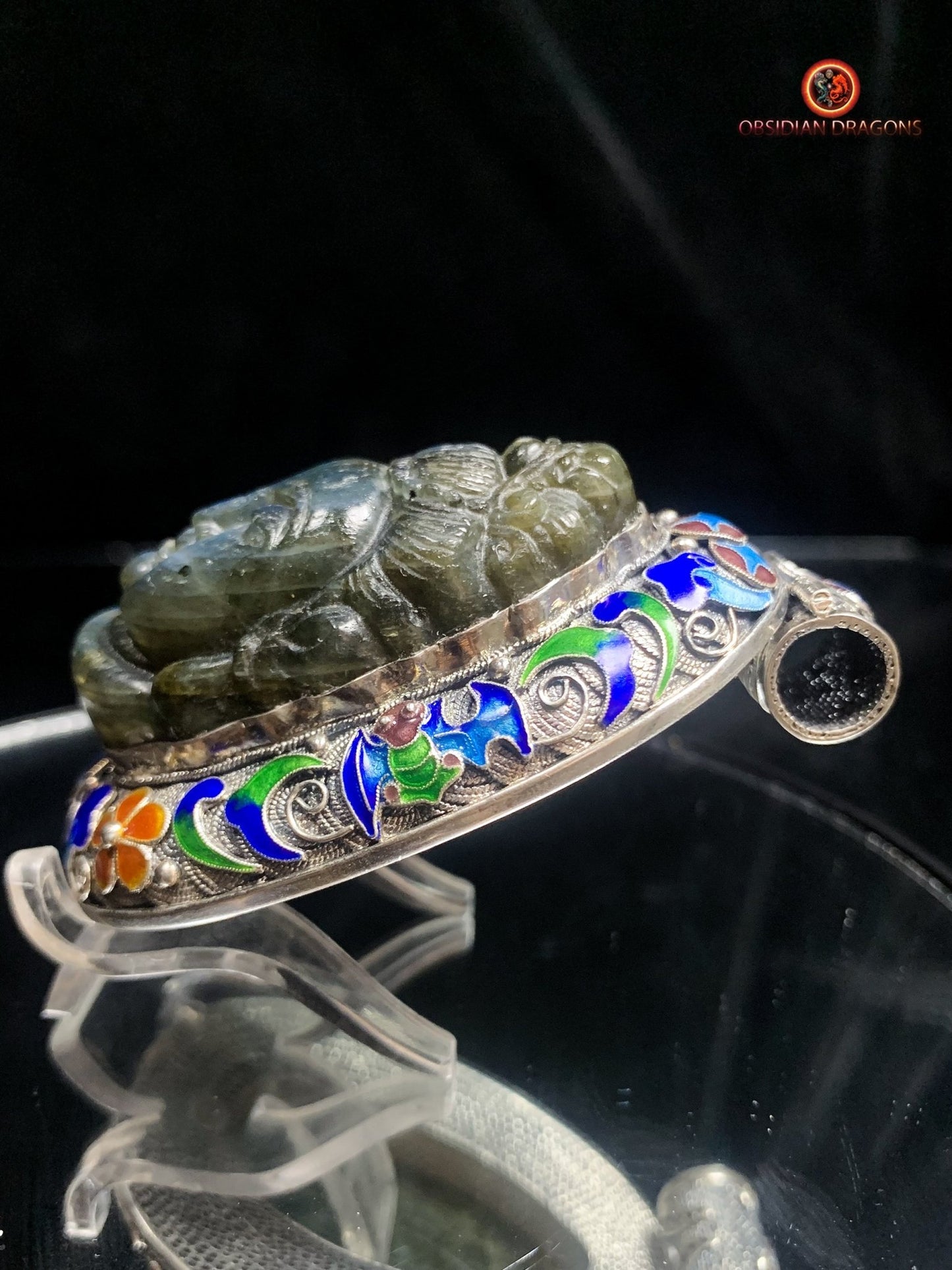 Pendentif bouddha en Labradorite- Qing Dynastie | obsidian dragons