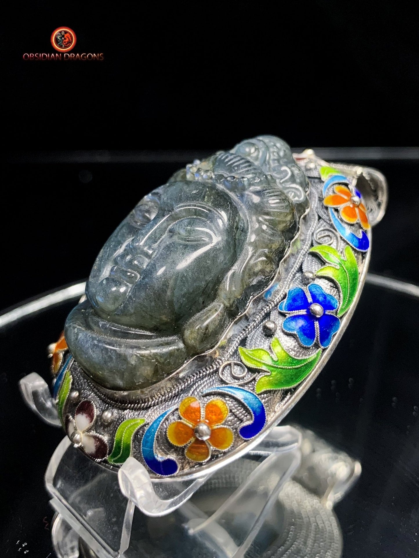 Pendentif bouddha en Labradorite- Dynastie Qing | obsidian dragons