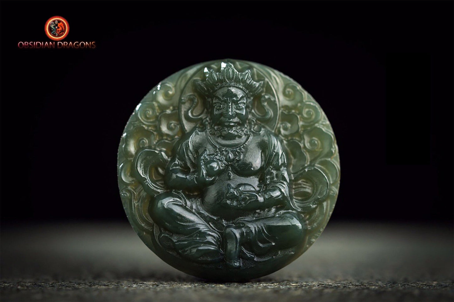 Pendentif Bouddha jade et argent- Jambhala | obsidian dragons