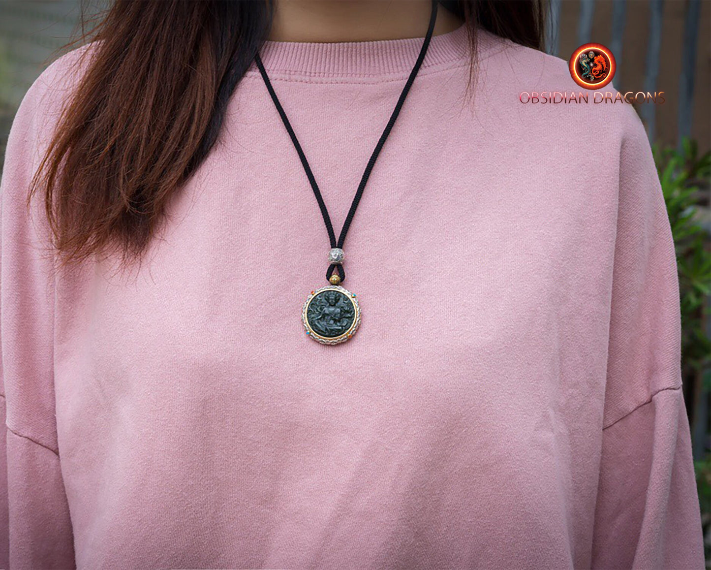 Pendentif Bouddha jade et argent- Tara verte | obsidian dragons