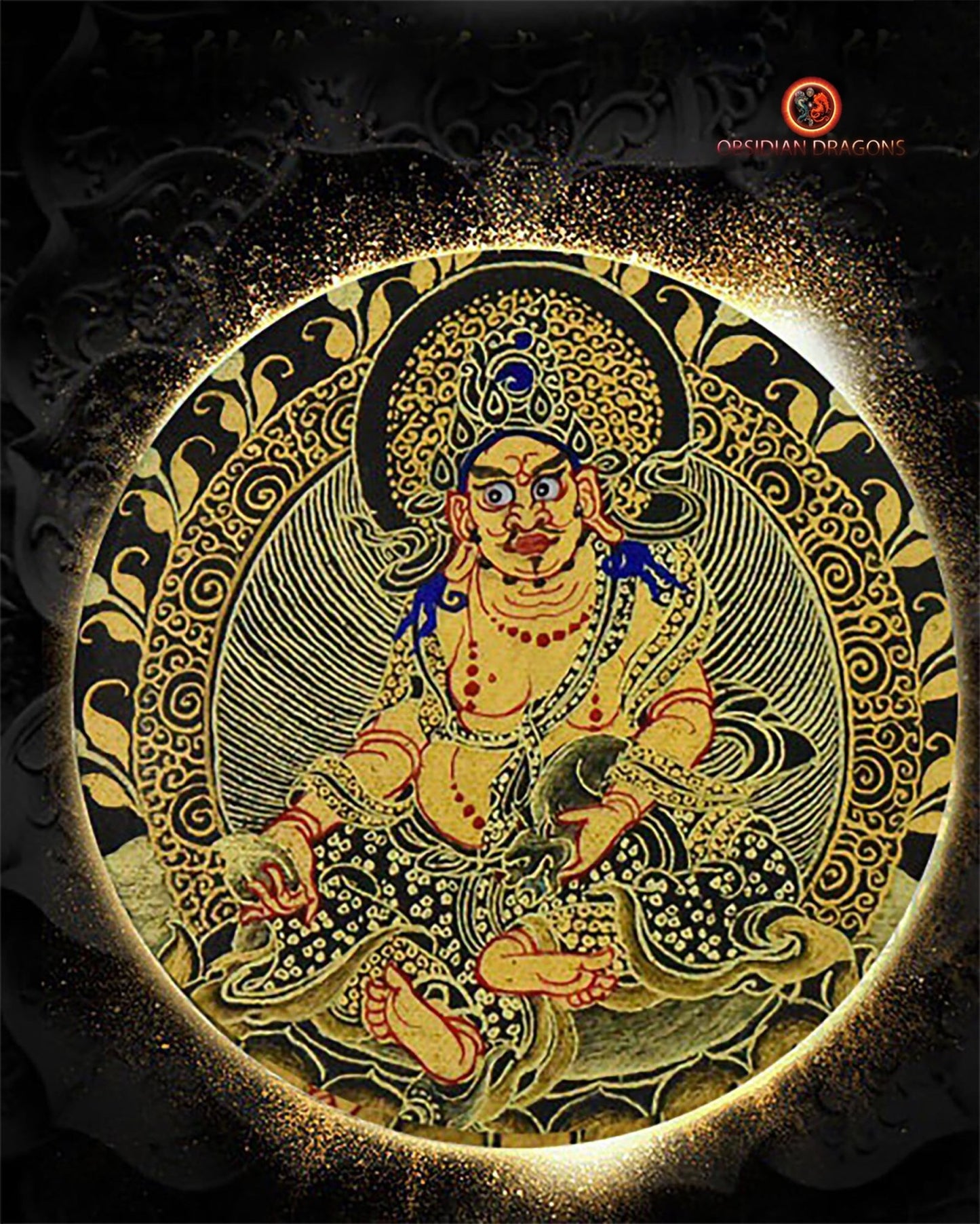 Ghau- Pendentif Tangka exceptionnel- Jambhala | obsidian dragons