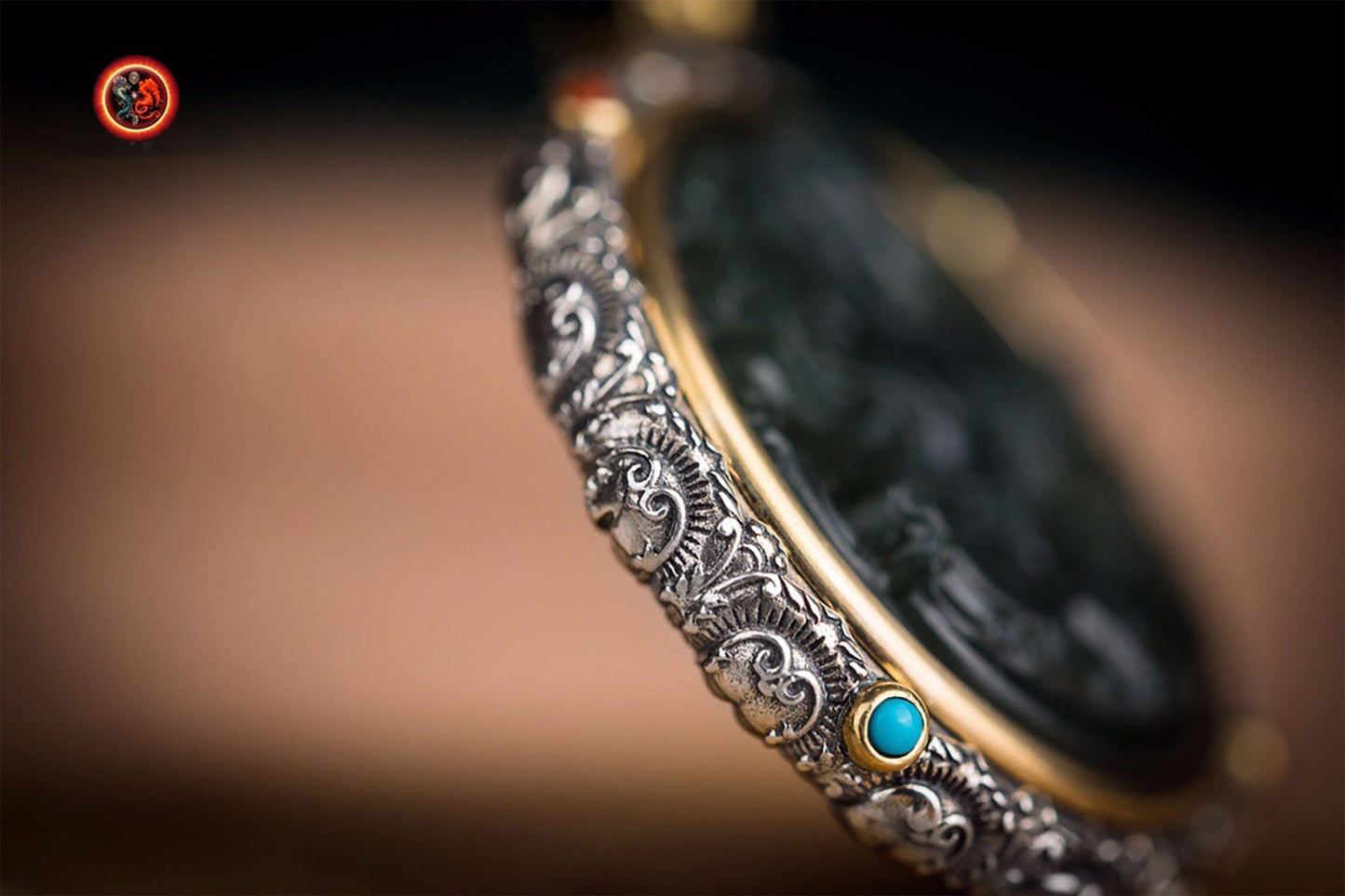 Pendentif Bouddha jade et argent- Tara verte | obsidian dragons