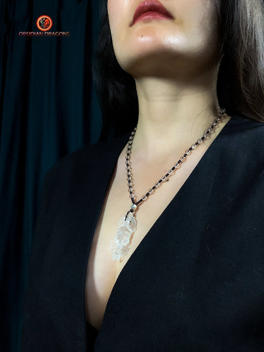 Pendentif Dorjé en cristal de roche- Clarté | obsidian dragons