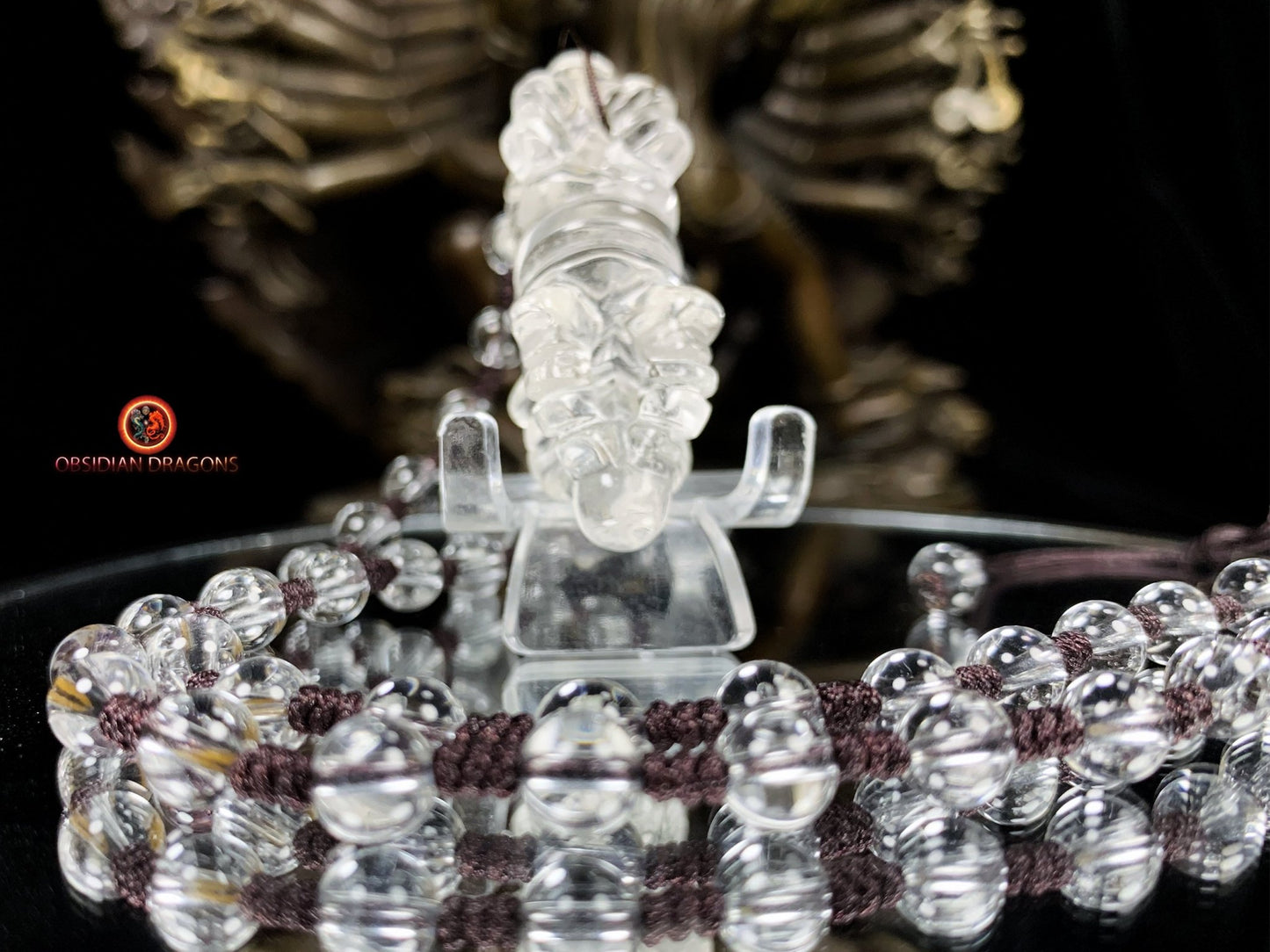 Pendentif Dorjé en cristal de roche- Clarté | obsidian dragons
