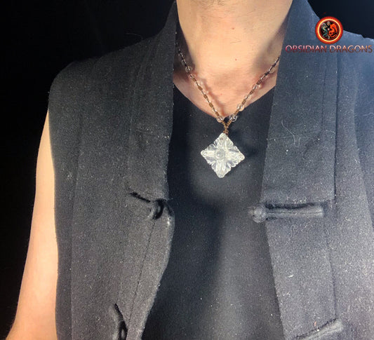 Pendentif dorje- Vajra- cristal de roche naturel