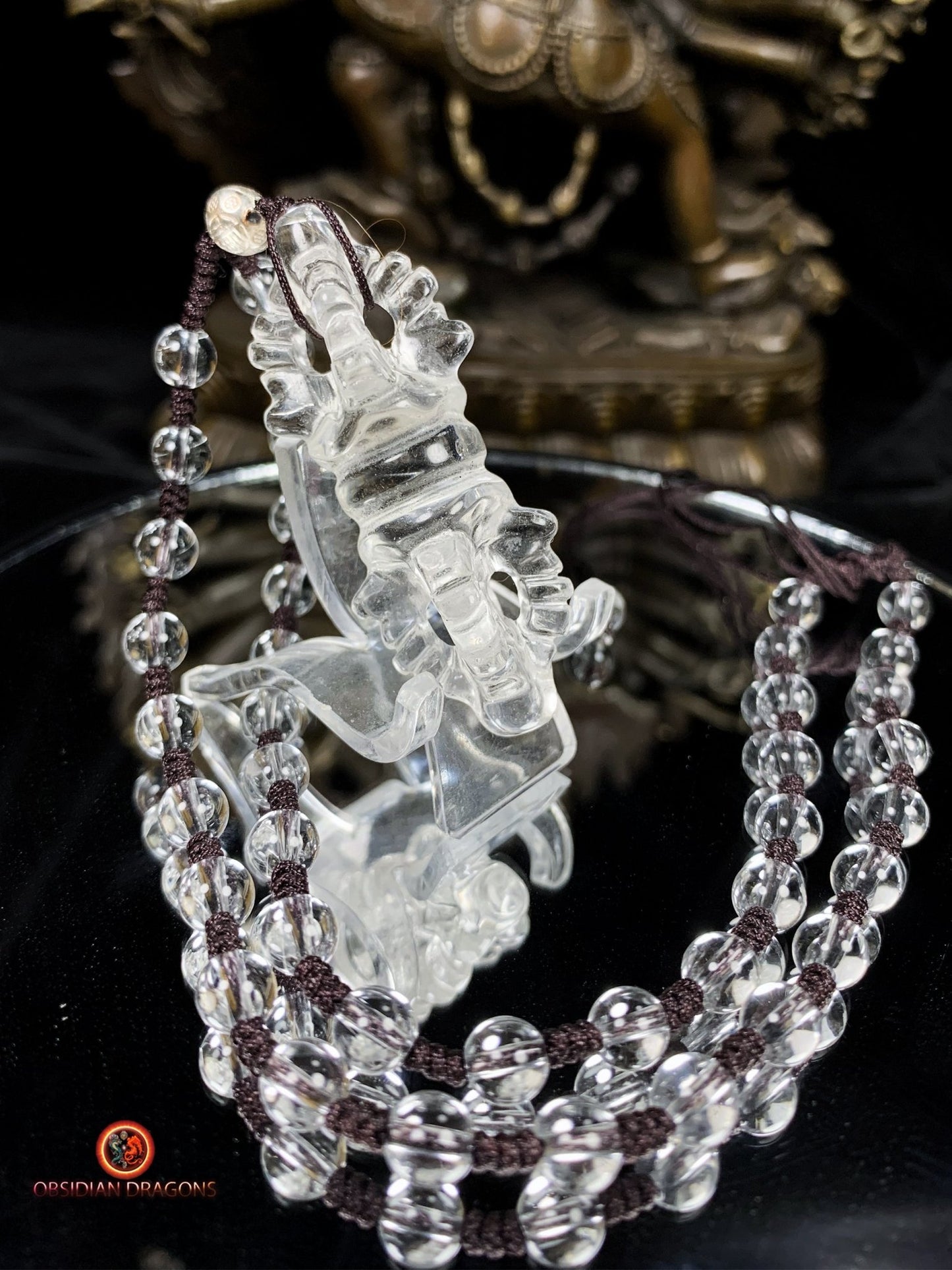 Pendentif Dorjé en cristal de roche- Clarté | obsidian dragons