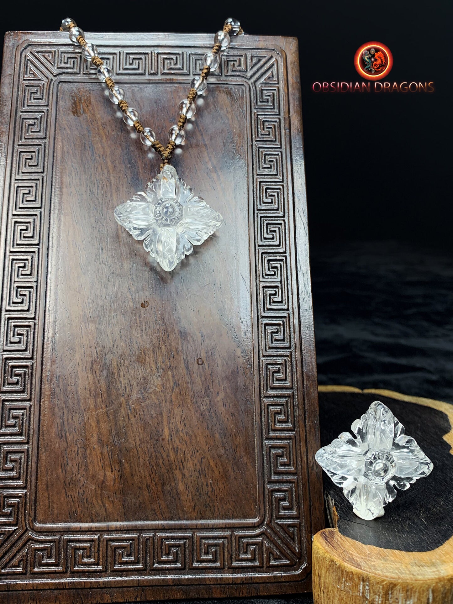 Pendentif dorje- Vajra- cristal de roche naturel