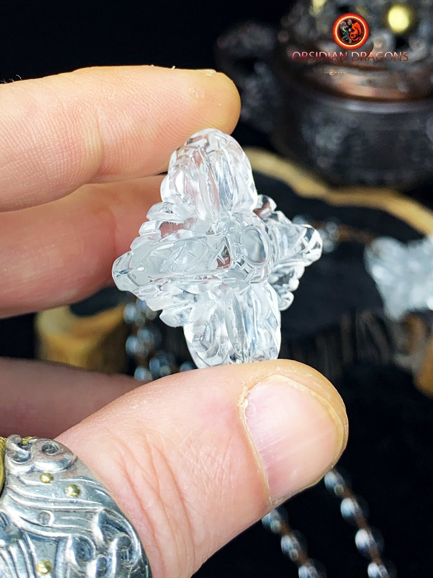 Pendentif dorje- Vajra- cristal de roche naturel