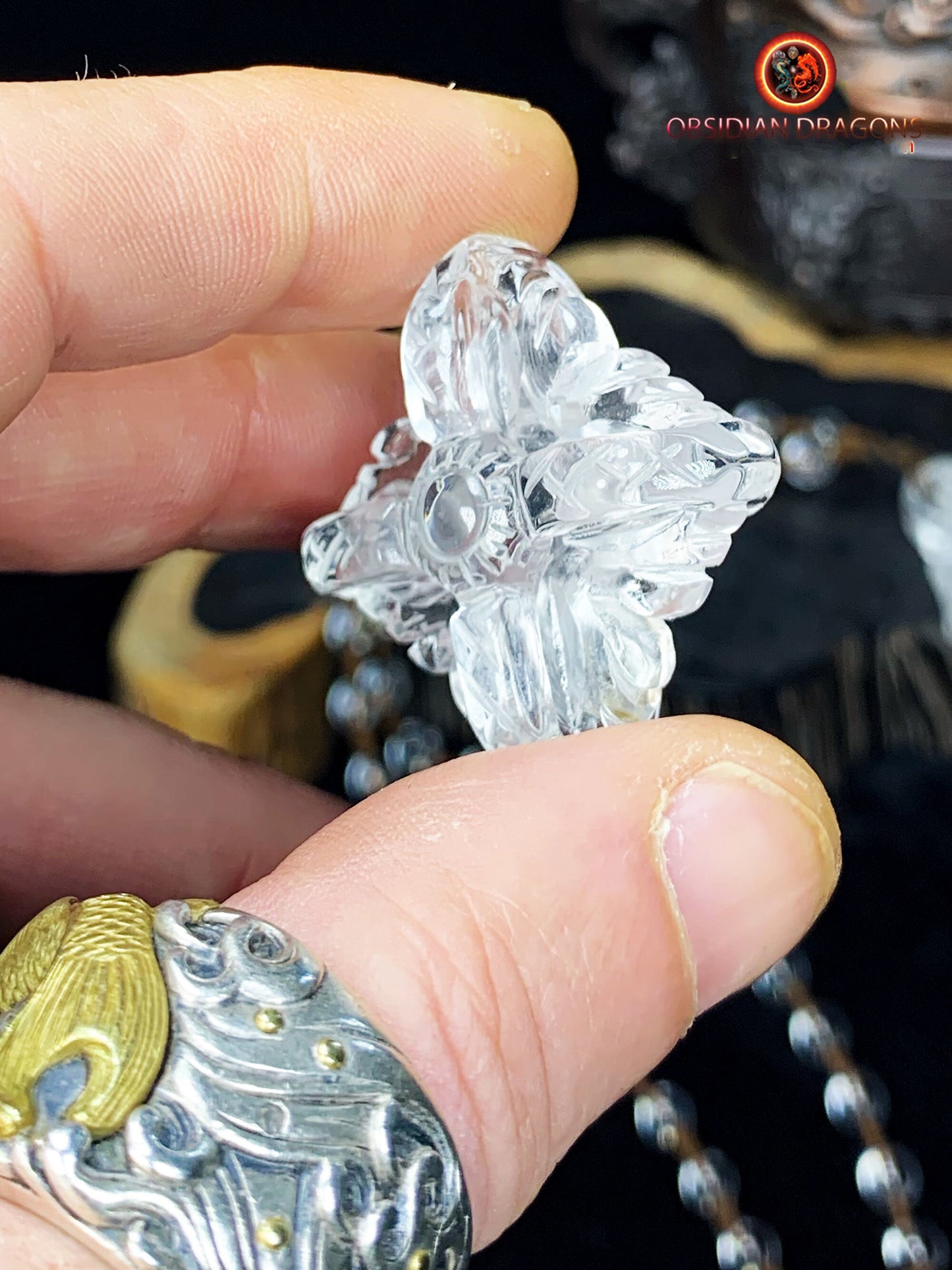 Pendentif dorje- Vajra- cristal de roche naturel