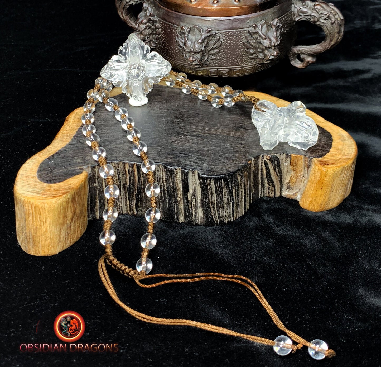 Pendentif dorje- Vajra- cristal de roche naturel