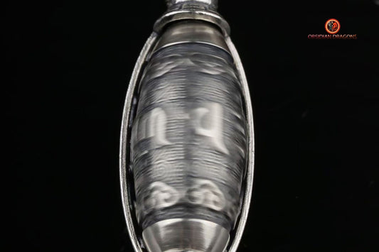 Pendentif moulin à prière tibétain- Argent 925 | obsidian dragons