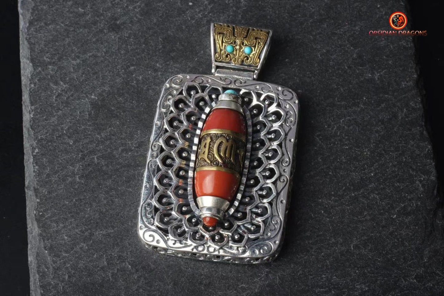 Pendentif moulin à prière tibétain- Mani Kangyur