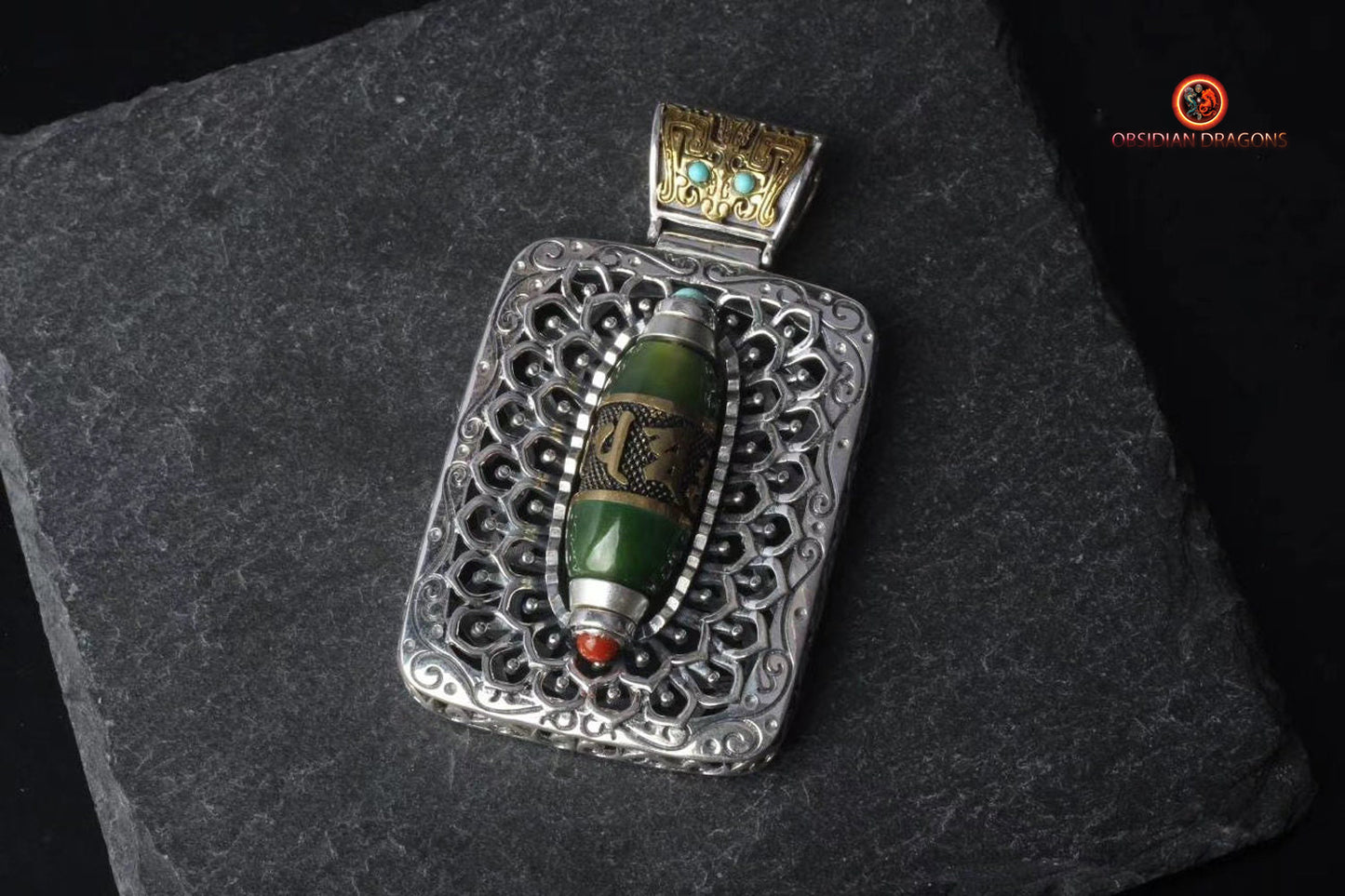 Pendentif moulin à prière tibétain- Mani Kangyur