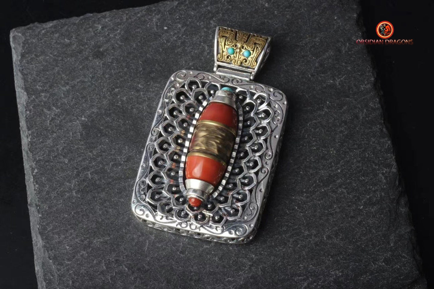 Pendentif moulin à prière tibétain- Mani Kangyur