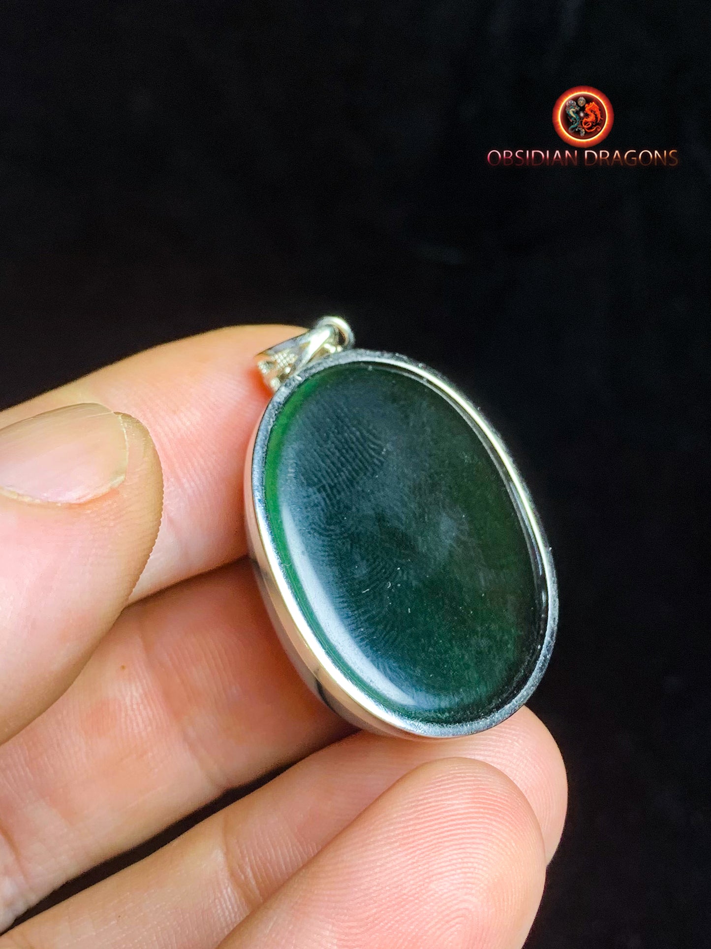 Pendentif en obsidienne oeil celeste- Argent 925