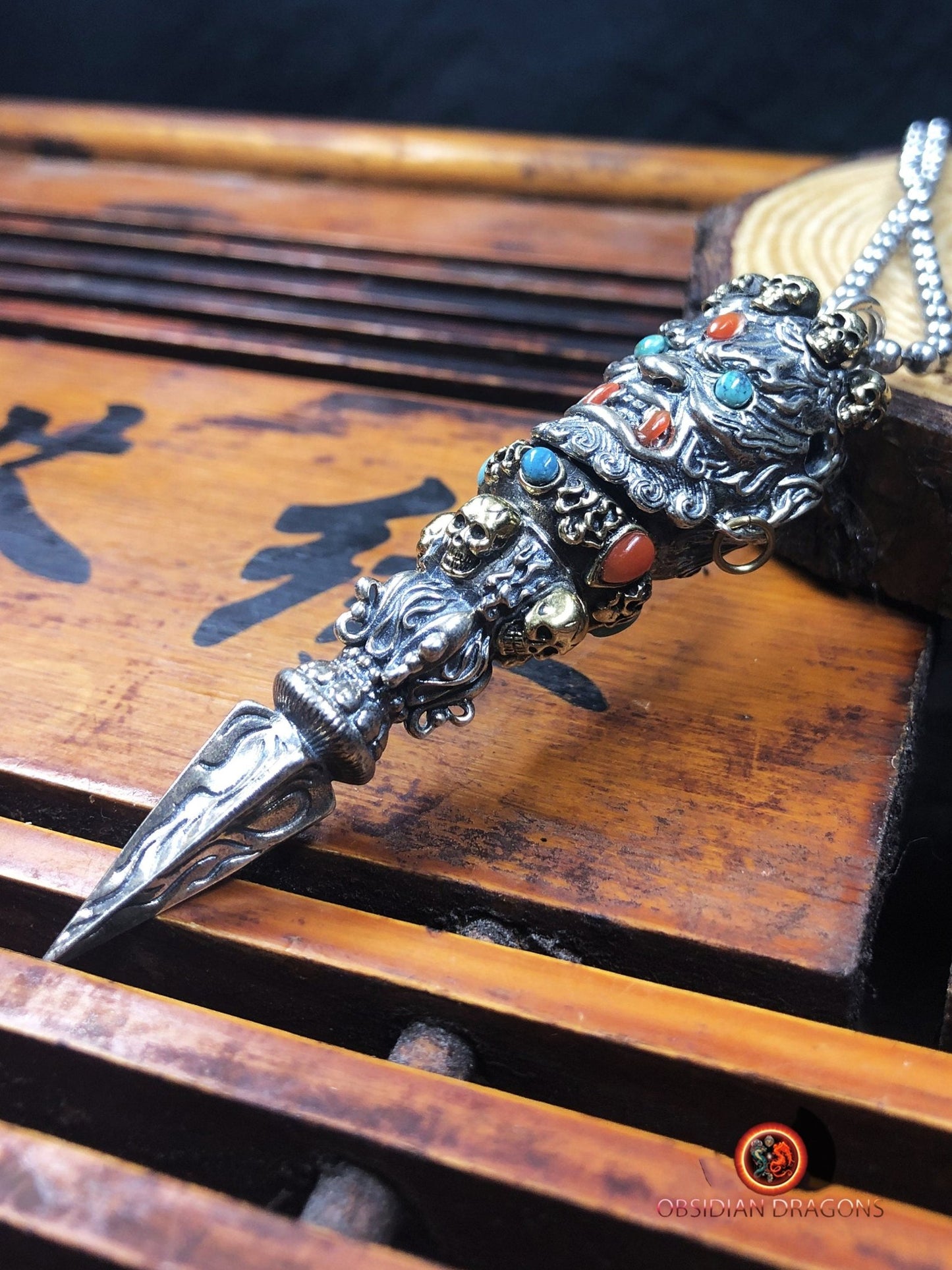 Pendentif Phurba- Argent 925- Mahakala | obsidian dragons