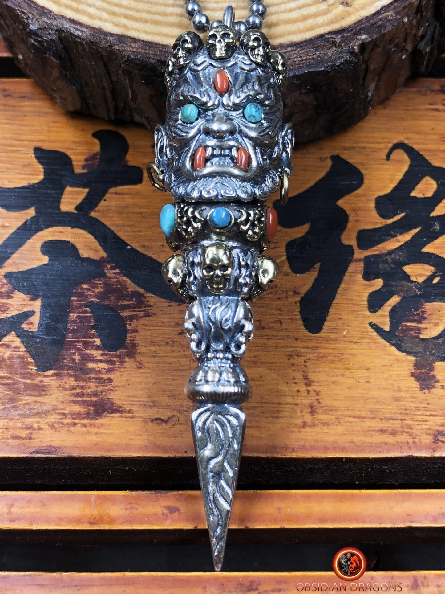 Pendentif Phurba- Argent 925- Mahakala | obsidian dragons