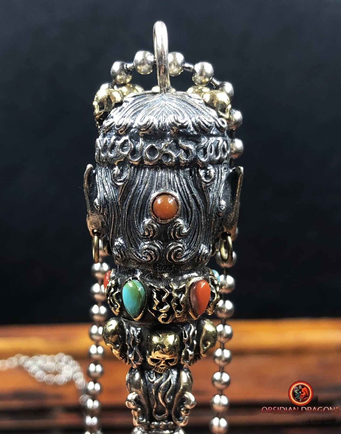 Pendentif Phurba- Argent 925- Mahakala | obsidian dragons