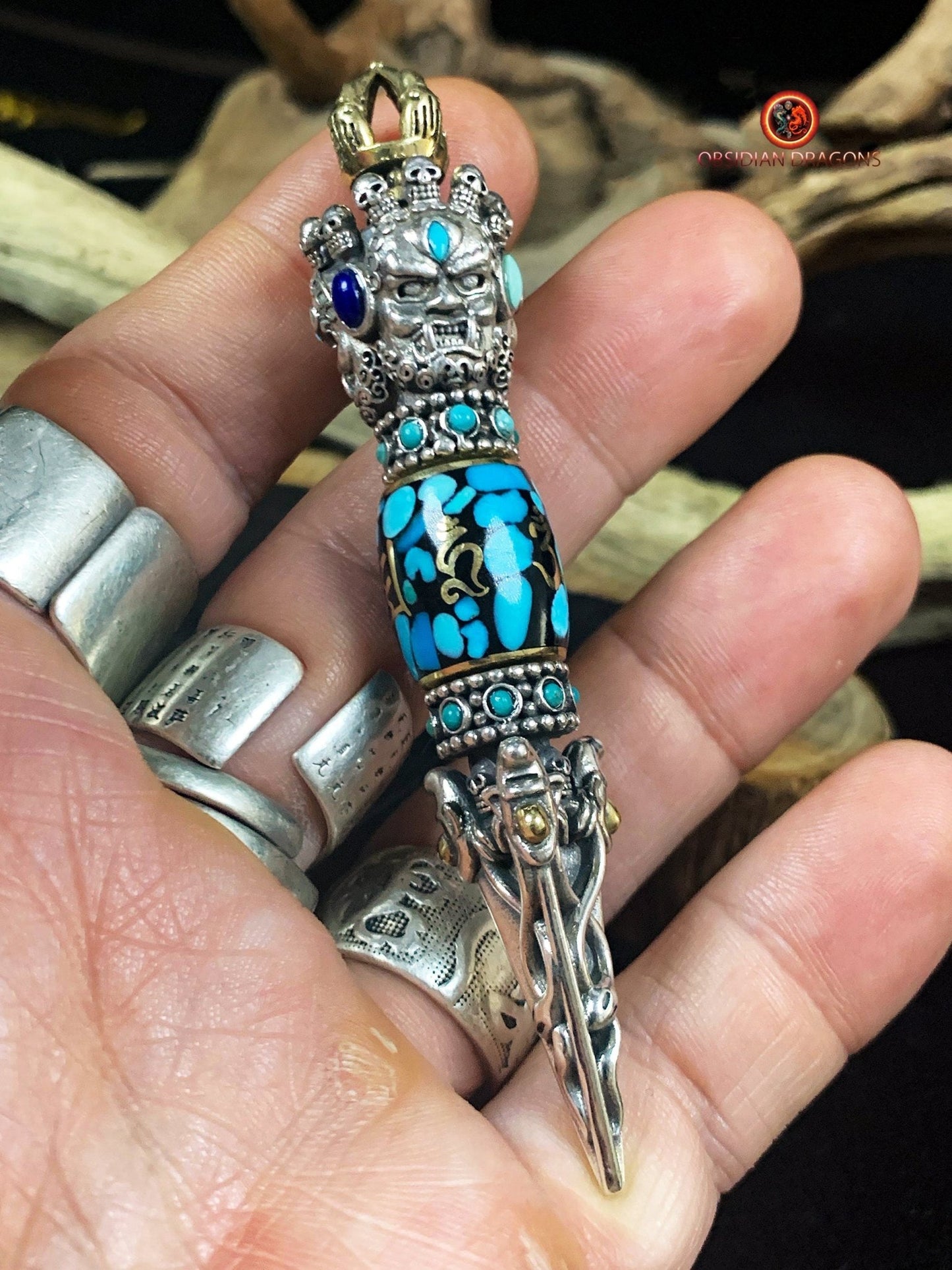Pendentif Phurba Tibétain - Dissipez les Énergies Négatives | obsidian dragons