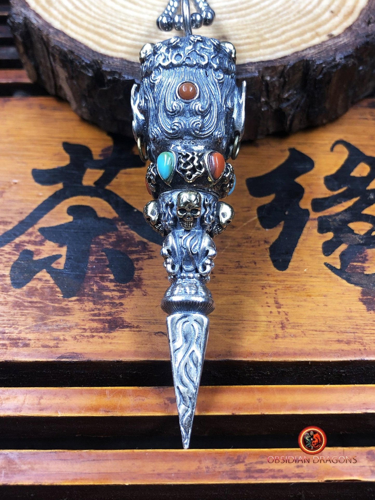 Pendentif Phurba- Argent 925- Mahakala | obsidian dragons